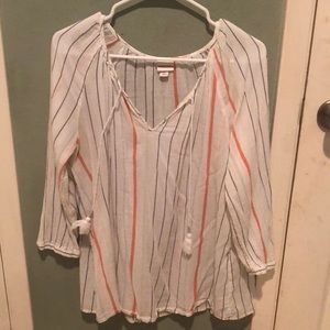 Lightweight gauze striped top